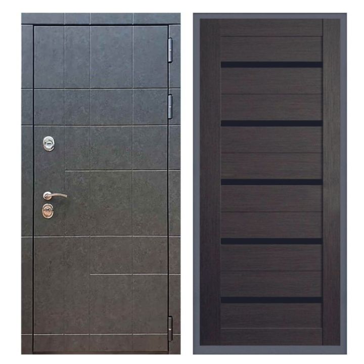 Дверь входная Great Doors Х21 Штукатурка Графит Царга СБ-14 Венге Темный Лакобель