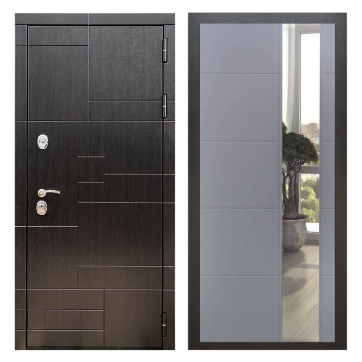 Дверь входная Great Doors Х20 Венге Зеркало ЛФЛС-19 Софт Грей