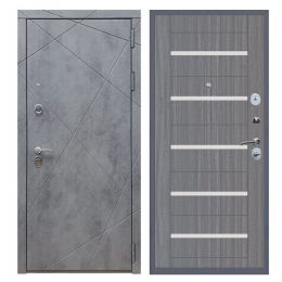 Дверь входная Great Doors Х13 Бетон Темный Царга СБ-14 Лиственница Серая Белый Лакобель
