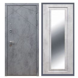 Дверь входная Great Doors Х13 Бетон Темный Зеркало Мини ФЛЗ-120 Бетон Светлый