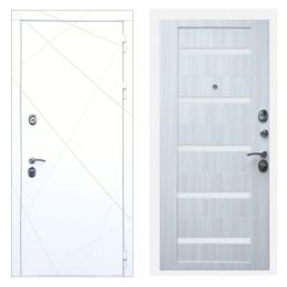 Дверь входная Great Doors Х13 Белая шагрень Царга СБ-14 Сандал Светлый Белый Лакобель