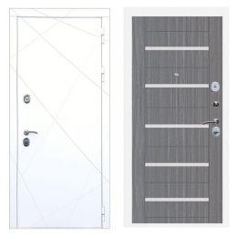 Дверь входная Great Doors Х13 Белая шагрень Царга СБ-14 Лиственница Серая Белый Лакобель