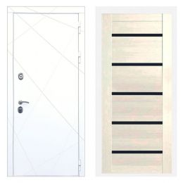 Дверь входная Great Doors Х13 Белая шагрень Царга СБ-14 Лиственница беж Темный Лакобель