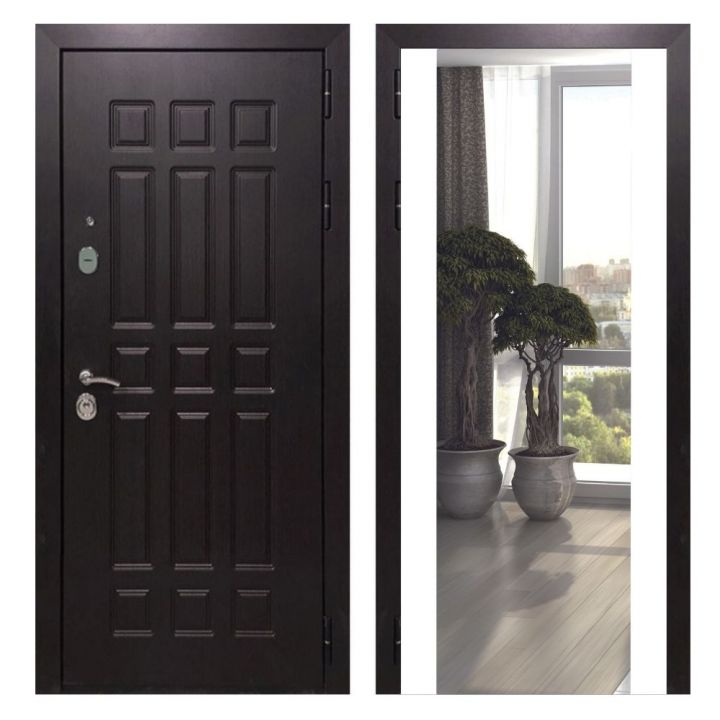 Дверь входная Great Doors Х8 Венге Зеркало Макси Белый Софт