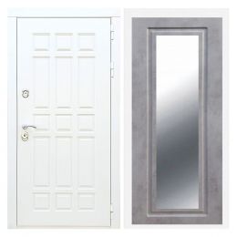 Дверь входная Great Doors Х8 Белая Шагрень Зеркало Мини ФЛЗ-120 Бетон Темный