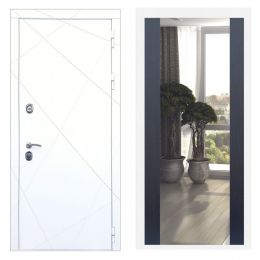 Дверь входная Great Doors Х13 Белая шагрень Зеркало Макси Венге