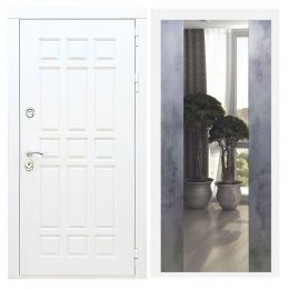 Дверь входная Great Doors Х8 Белая Шагрень Зеркало Макси Бетон Темный