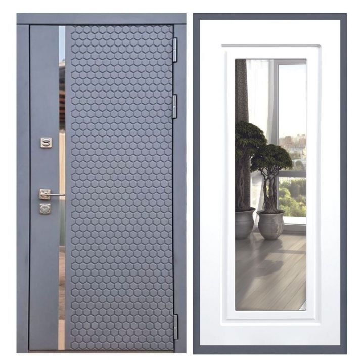 Дверь входная Great Doors Х24 Силк Титан Зеркало Мини ФЛЗ-120 Белый Софт