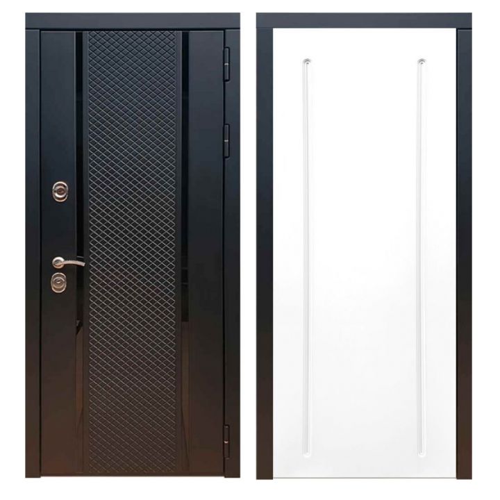 Дверь входная металлическая Great Doors Х25 Черный кварц ФЛ-68 Белый Софт