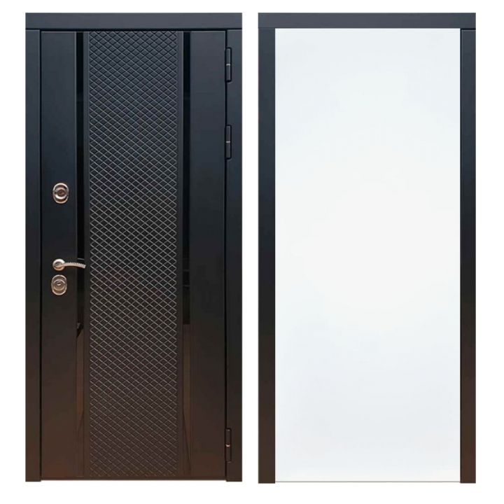 Дверь входная металлическая Great Doors Х25 Черный кварц ФЛ-Гладкая Белый Софт
