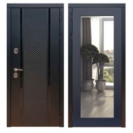 Дверь входная Great Doors Х25 Черный кварц Зеркало 18 Венге