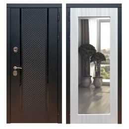 Дверь входная Great Doors Х25 Черный кварц Зеркало 18 Сандал Светлый