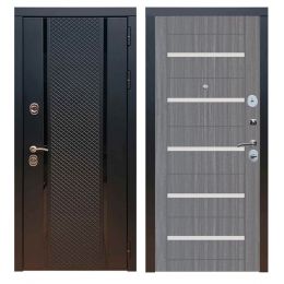 Дверь входная металлическая Great Doors Х25 Черный кварц Царга СБ-14 Лиственница Серая Белый Лакобель