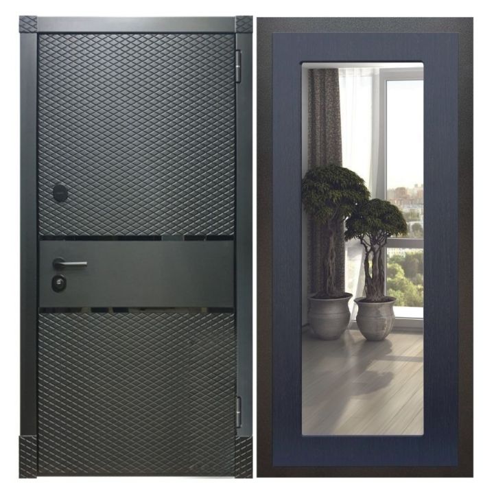 Дверь входная металлическая Great Doors Х15 Черный Кварц Зеркало 18 Венге