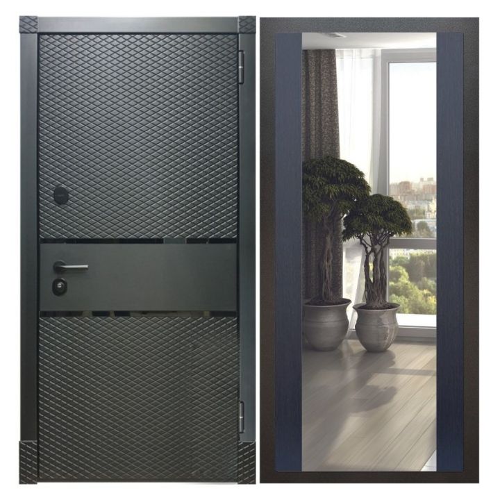 Дверь входная металлическая Great Doors Х15 Черный Кварц Зеркало Макси Венге