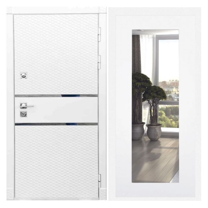 Дверь входная Great Doors Х15 Белый Софт Зеркало 18 Белый Софт
