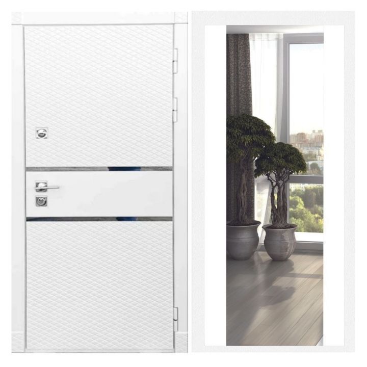 Дверь входная Great Doors Х15 Белый Софт Зеркало Макси Белый Софт