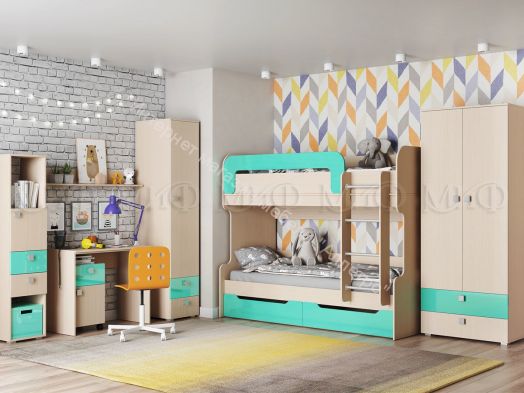 Пенал "Юниор-1" Бирюза матовая