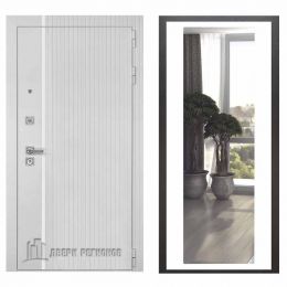 Дверь входная Двери Регионов Президент Лайн Белый Матовый Снежная Королева Зеркало Грей