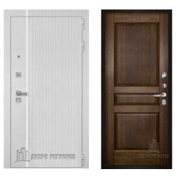 Дверь входная Двери Регионов Президент Лайн Белый Матовый Гармония Античный Орех