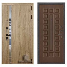Дверь входная Двери Регионов TESLA Дуб мелфорд софт LW Стандарт Темный Орех металлическая