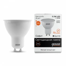 Лампа (LED) Светодиодная Gauss 5,5W MR16 GU10 2700K Elementary 13616 / Гаус