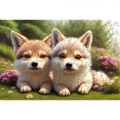 Деревянный пазл Волчата Yoshatoys