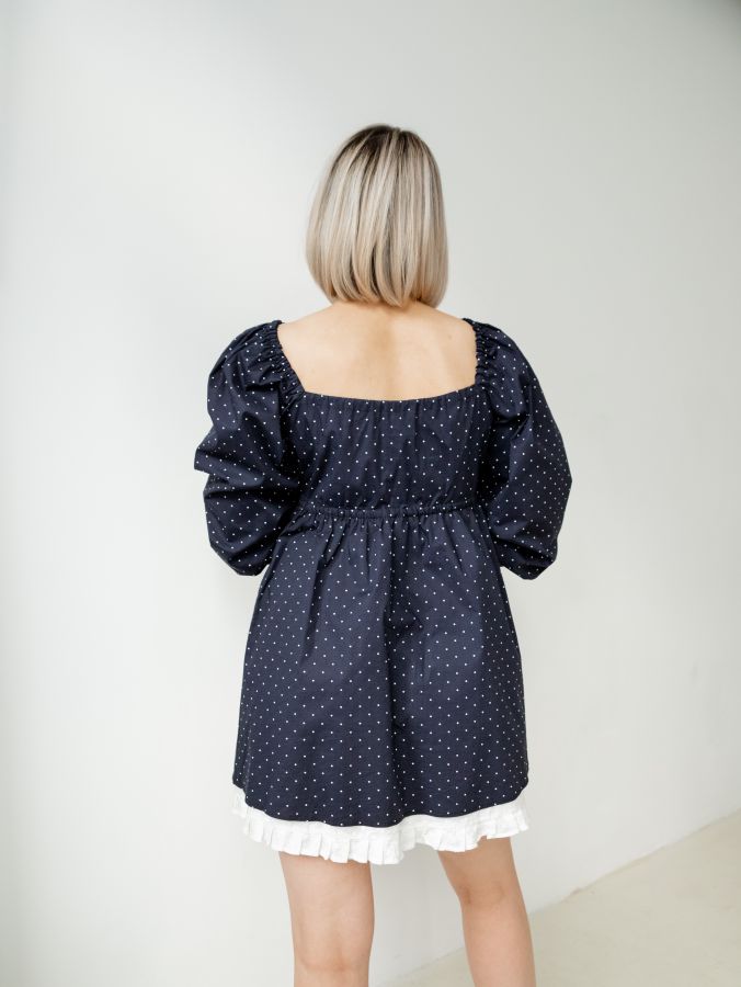 Платье Babydoll в горошек с кружевом