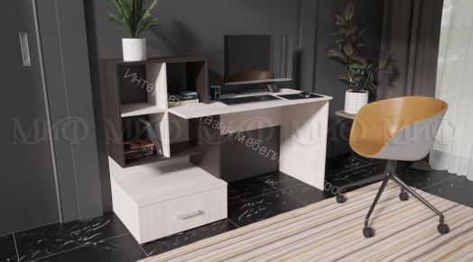 Стол компьютерный угловой №8 Сандал светлый, Дуб Венге