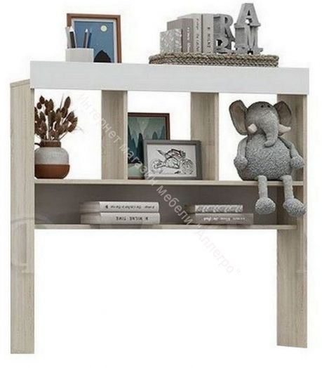 Стол письменный Мартина ЛДСП с надстройкой Белый глянец, Дуб Сонома