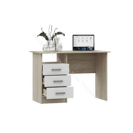 Стол письменный Мартина ЛДСП Белый глянец, Дуб Сонома