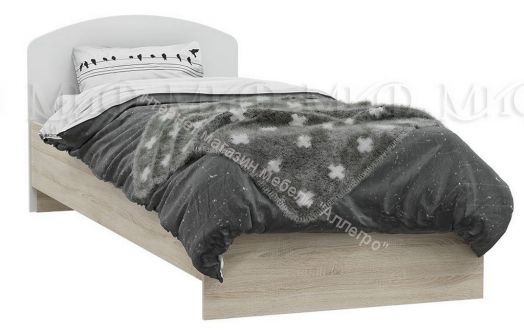 Кровать детская Мартина 0,8х2,0м ЛДСП Белый глянец, Дуб Сонома