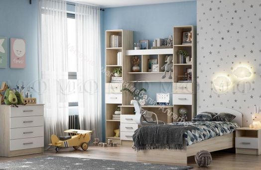 Тумба прикроватная Мартина ЛДСП Белый глянец, Дуб Сонома