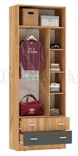 Шкаф Мартина ЛДСП  Графит, Дуб Крафт