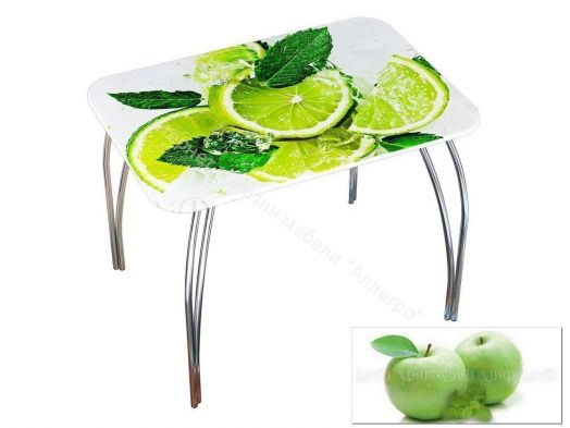 Стол обеденный прямоугольный 1000*670 фотопечать Яблоко