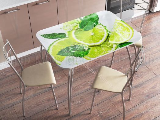 Стол обеденный прямоугольный 1000*670 фотопечать Чёрный Чай