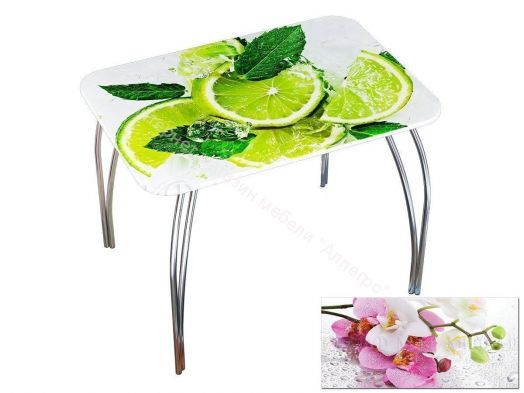 Стол обеденный прямоугольный 1000*670 фотопечать Орхидея Сиреневая