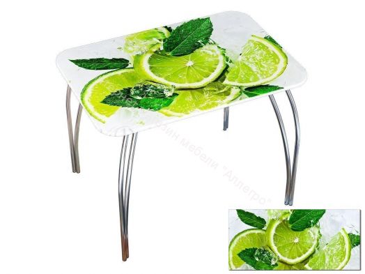 Стол обеденный прямоугольный 1000*670 фотопечать Лайм