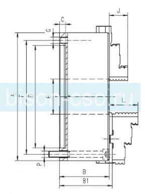 Токарный патрон BISON Польша  3774-160 DIN 6351 крепление со стороны кулачков