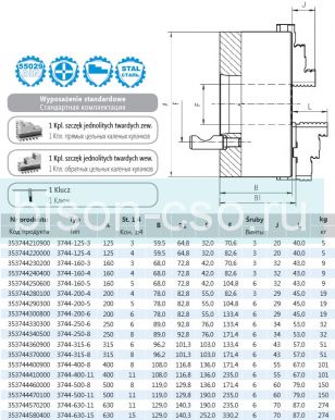 Польский токарный патрон BISON 3744-200-4 DIN 55029 Кэмлокк
