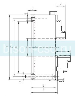 Токарный патрон Польша BISON 3674-200 DIN 6351 крепление со стороны кулачков