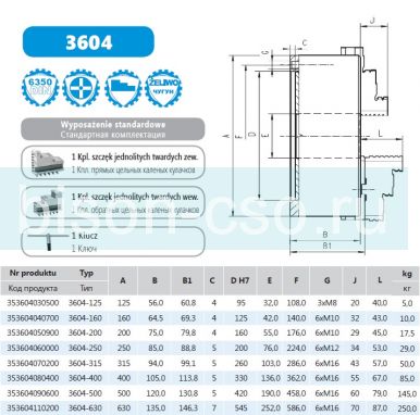 Польский токарный патрон 3604-250 Bison-Bial  DIN6350