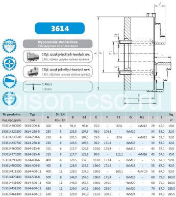 Токарный патрон BISON Польша 3614-315-6 DIN 55026 крепление со стороны кулачков