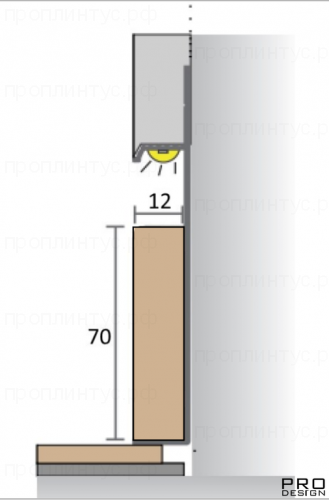 МДФ вставка в плинтус скрытого монтажа Pro Design 70 мм (матовая эмаль по ral)