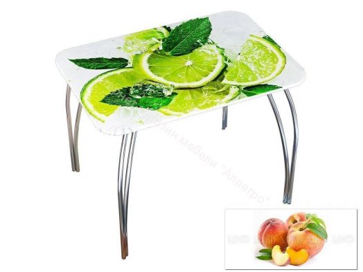 Стол обеденный прямоугольный 1000*670 фотопечать Персик