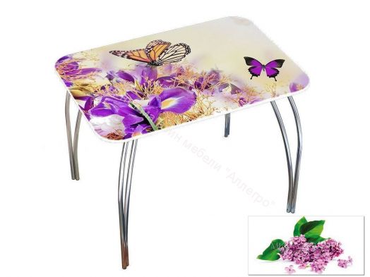 Стол обеденный прямоугольный 1000*670 фотопечать Сирень