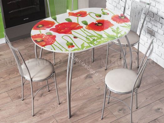 Стол обеденный овальный 1000*670 фотопечать Кофе