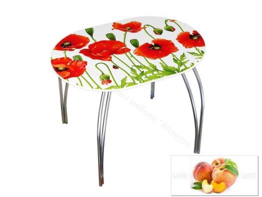 Стол обеденный овальный 1000*670 фотопечать Персик