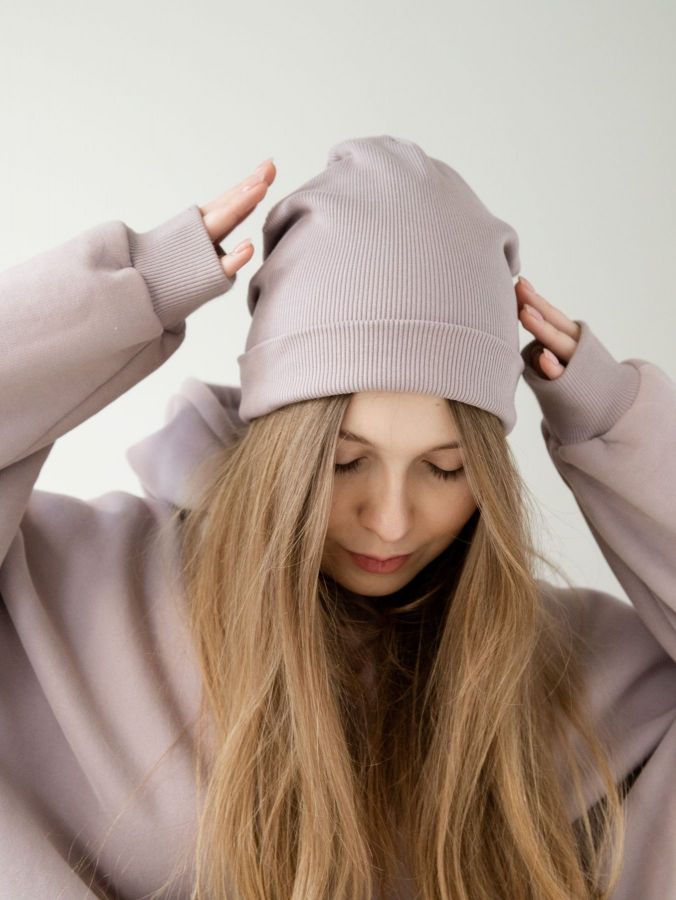 Худи оверсайз с начесом туман