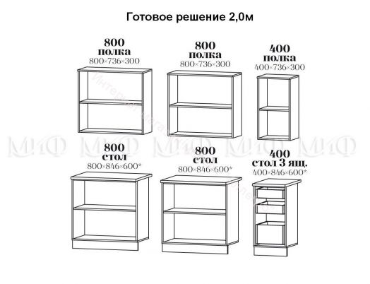 Кухня "Десерт" 2000 мм (Фотопечать)